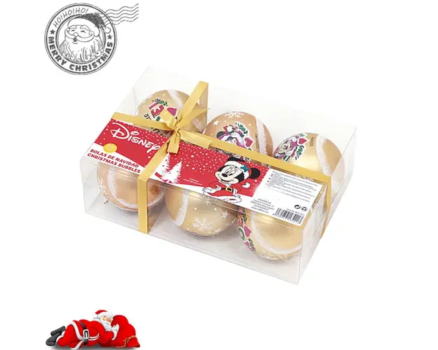 Set 6 globuri aurii de Craciun Minnie Mouse