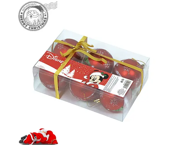 Set 6 globuri brad Craciun Mickey Mouse 8 cm