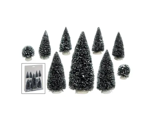 Set 9 brazi decorativi cu zapada 6-20 cm