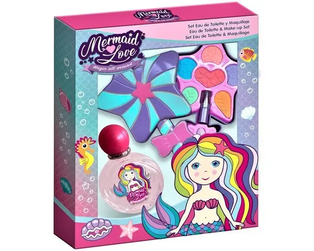 Set apa de parfum si accesorii machiaj copii Mermaid Love Lorenay