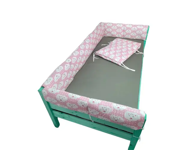 Set aparatori laterale Maxi pentru pat Montessori 120x200 cm Nori Zambareti roz