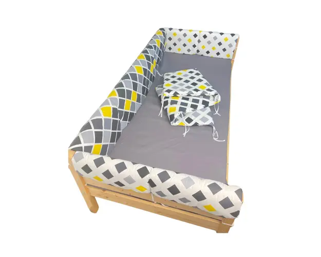 Set aparatori laterale Maxi pentru pat Montessori 120x200 cm Romburi galben negru