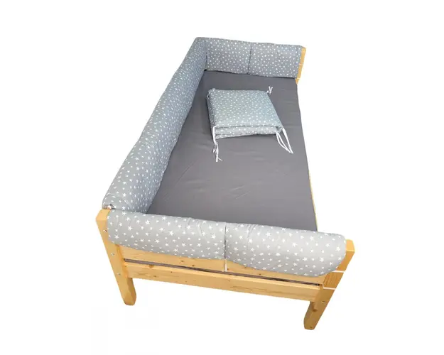 Set aparatori laterale Maxi pentru pat Montessori 140x200 cm Stelute pe gri