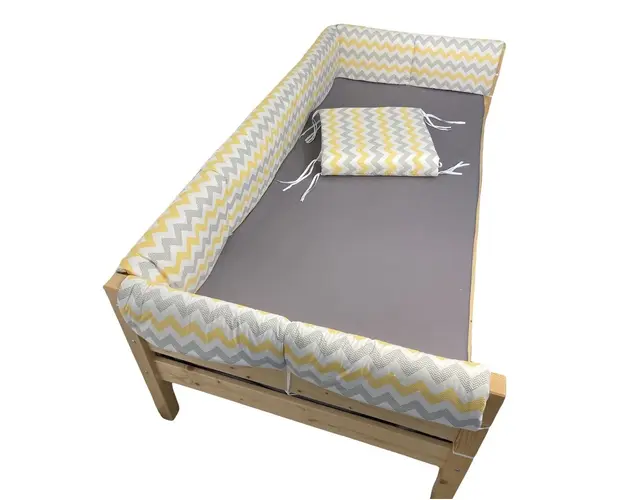 Set aparatori laterale Maxi pentru pat Montessori 160x80 cm Zig zag galben gri