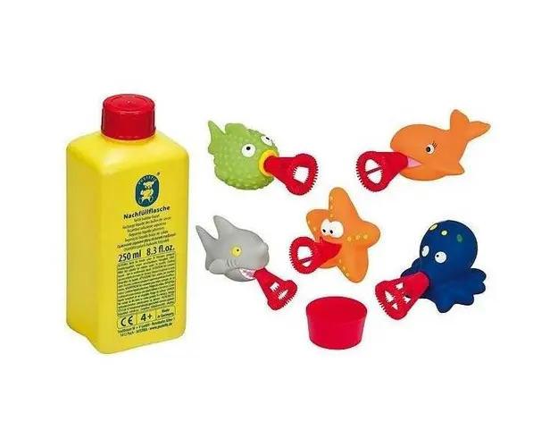 Set baloane de sapun Bubbelix 5 figurine vesele mini Pustefix bubble toys animale marine