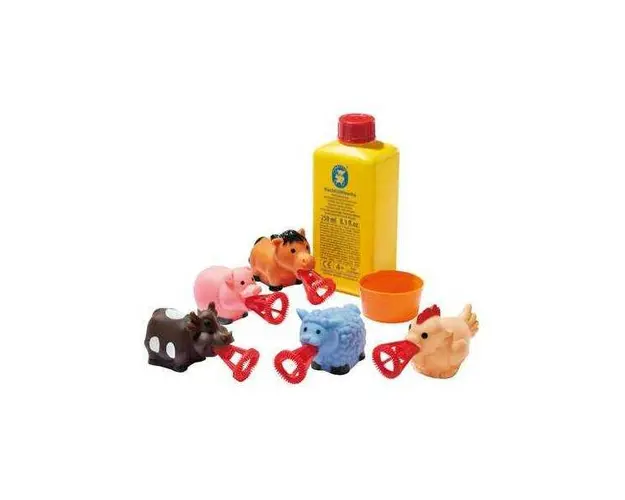 Set baloane de sapun Bubbelix 5 figurine vesele mini Pustefix bubble toys animale ferma