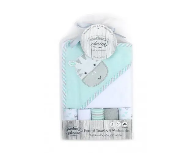 Set cadou bebelusi prosop cu gluga si 5 mini prosopele zebra