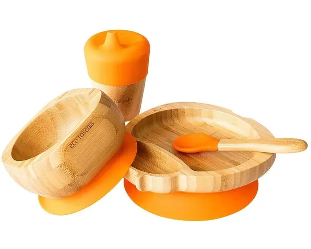 Set cadou din bambus Buburuza portocaliu Ecorascals