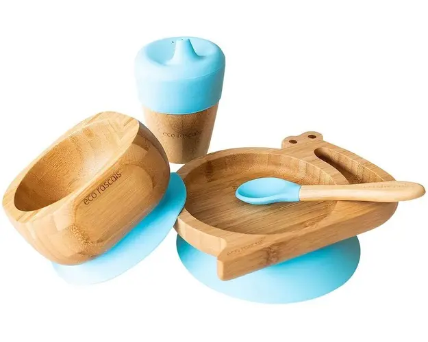 Set cadou din bambus Melc albastru Ecorascals
