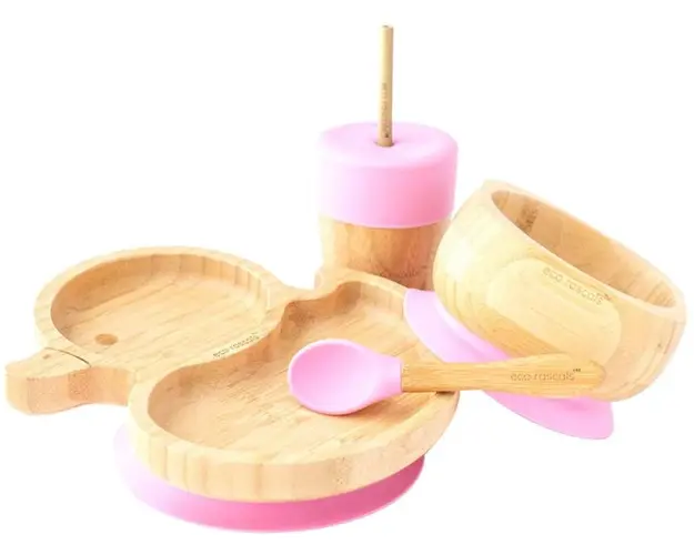 Set cadou din bambus Ratusca roz Ecorascals