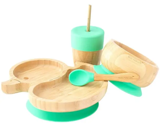 Set cadou din bambus Ratusca verde Ecorascals