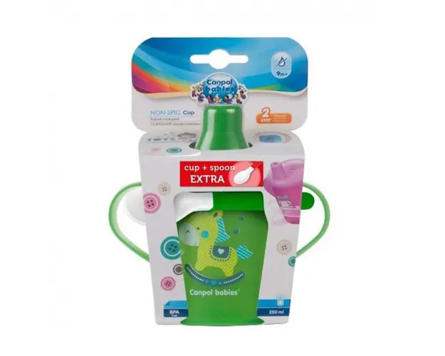 Set cana 250 ml Canpol Babies cu lingurita cadou verde