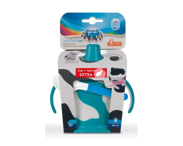 Set cana 250 ml cu lingurita de hranire cadou Canpol Babies albastru