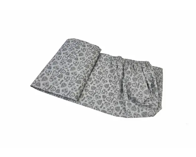 Set cearceafuri Gray Hearts patut bebelus 63x127 cm cu elastic din bumbac