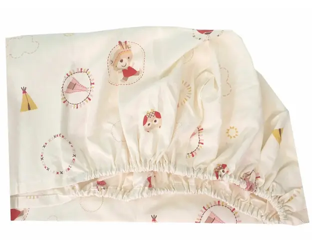 Set cearceafuri Mici indieni patut bebelus 60x120 cm cu elastic din bumbac