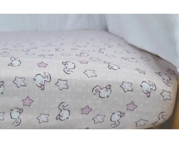 Set cearceafuri Pink Ducks KidsDecor cu elastic din bumbac 70x140 cm