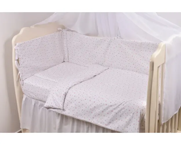 Set complet lenjerie si aparatoare patut 120x60 cm stelute