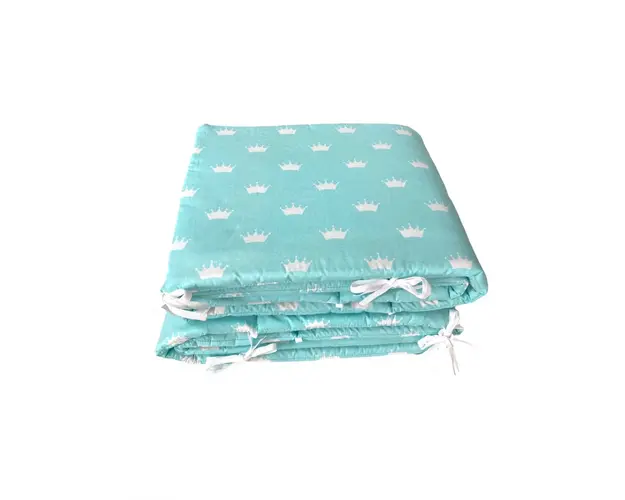 Set de aparatori pufoase h35 pat 120x60 cm DeLuxe Coronite albe pe vernil