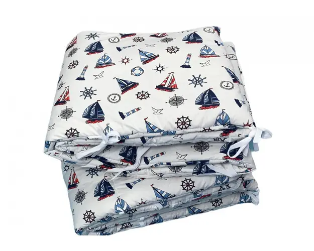 Set de aparatori pufoase h35 pat 140x70 cm DeLuxe Barcute pe alb