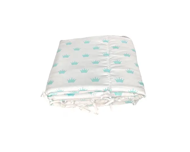 Set de aparatori pufoase h35 pat 140x70 cm DeLuxe Coronite vernil pe alb