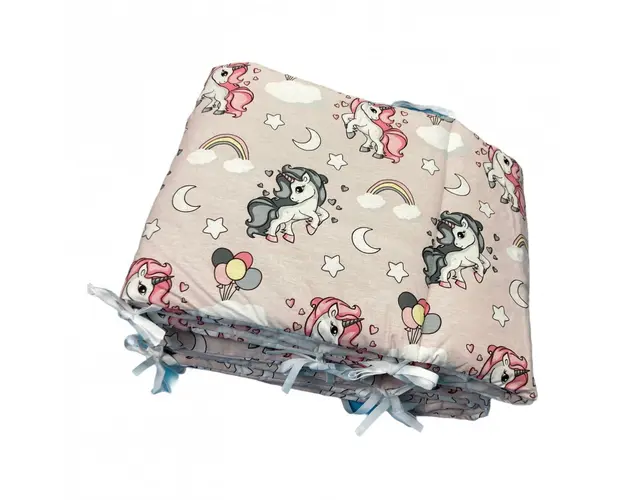 Set de aparatori pufoase h35 pat 140x70 cm DeLuxe Unicorni