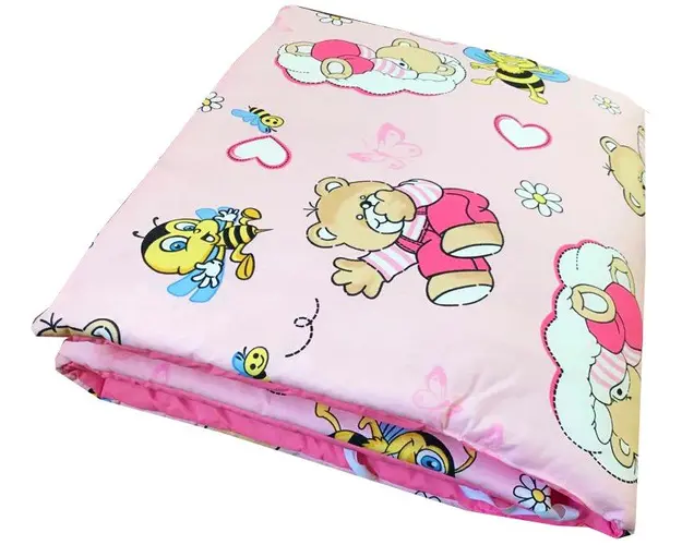 Set de aparatori pufoase h35 pat 120x60 cm DeLuxe Ursi cu albine pe roz