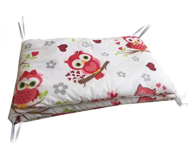 Set de aparatori pufoase h35 pat 140x70 cm DeLuxe Bufnite roz