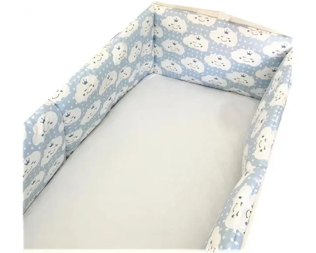 Set de aparatori pufoase h35 pat 140x70 cm DeLuxe Norisori pe albastru