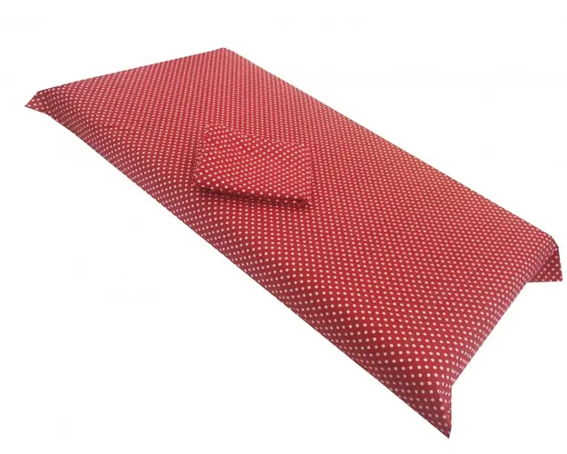 Set de cearsaf + paturica dubla de vara buline albe pe rosu