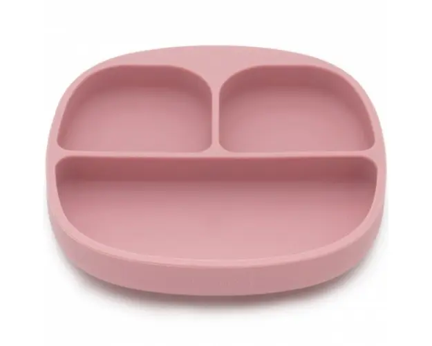 Set de masa silicon Blush farfurie compartimentata cu ventuza si lingurita Kooleco