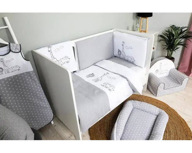 Set de pat pentru bebelusi Safari 6 piese bumbac