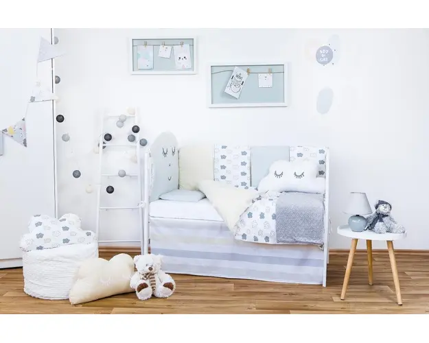 Set de pat pentru bebelusi Smile 10 piese + perna norisor cadou