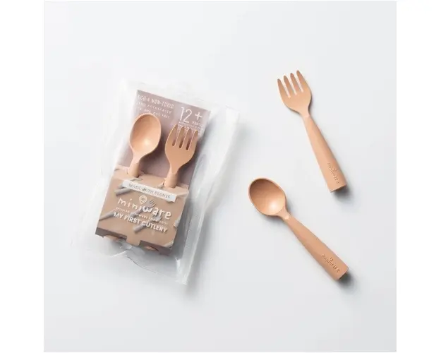 Set de tacamuri bebelusi Miniware My First Cutlery Toffee
