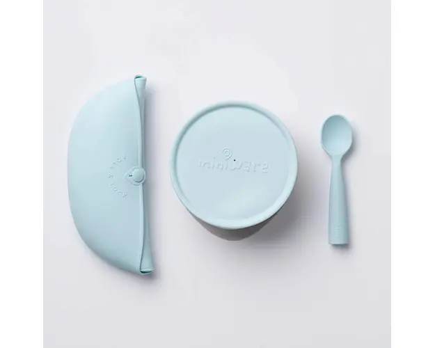 Set diversificare hrana bebelusi Miniware First Bites 4 piese Aqua