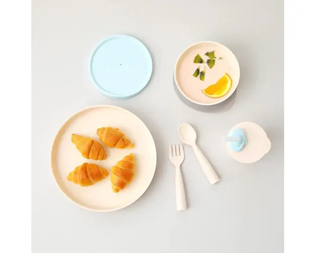 Set diversificare hrana bebelusi Miniware Little Foodie 6 piese Vanilla Aqua