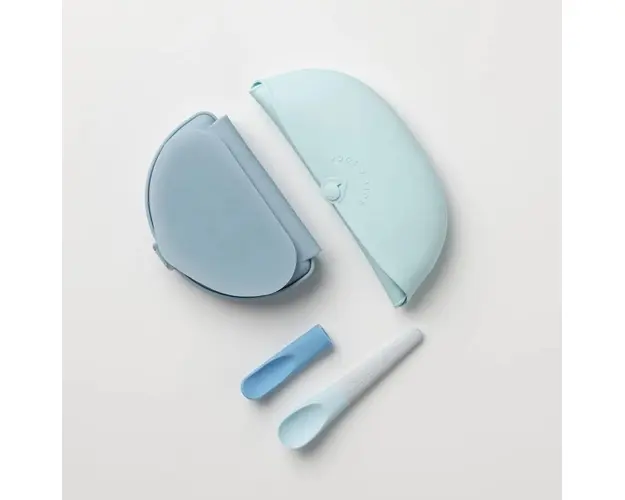 Set diversificare hrana bebelusi Miniware Sili Mini GO 3 piese Blue Banana