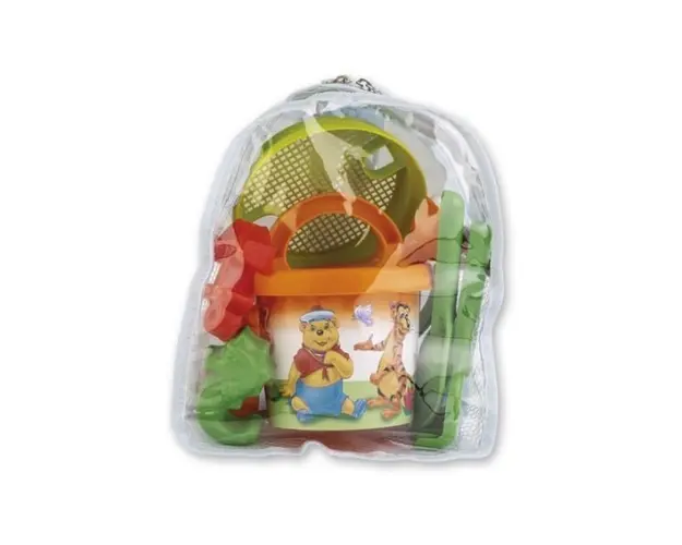 Set jucarii apa si nisip cu galetusa, stropitoare, forme si unelte in rucsac Poppy
