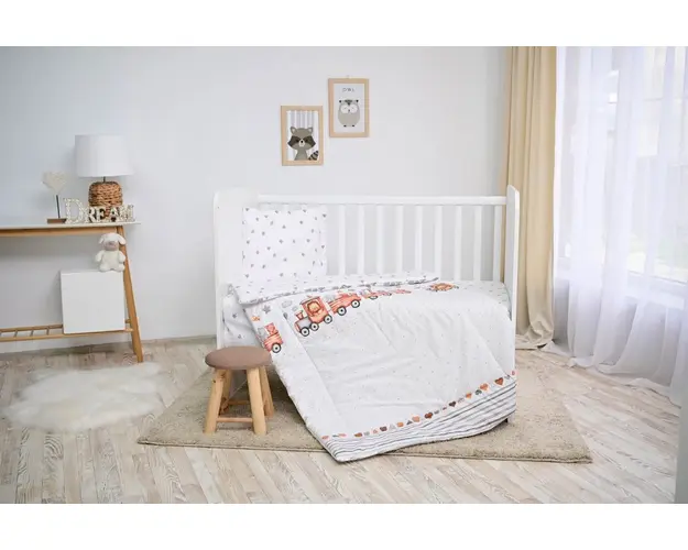 Set lenjerie pat 4 piese bumbac ranforce Train Grey