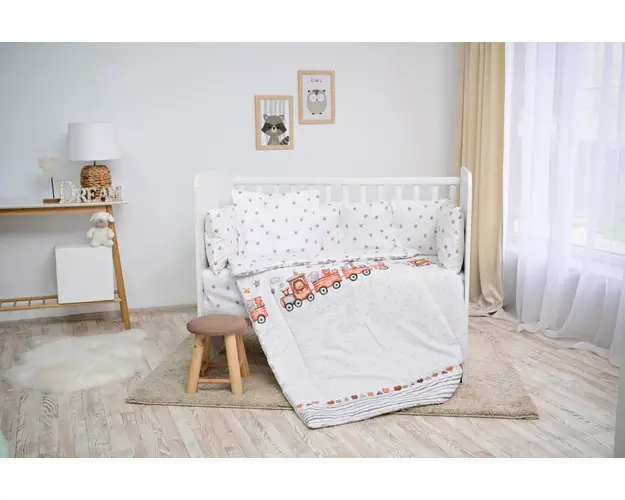 Set lenjerie pat 7 piese bumbac ranforce Lily Train Grey