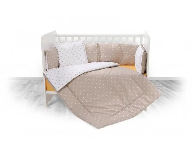 Set lenjerie pat 7 piese Lily bumbac ranforce Crowns Latte