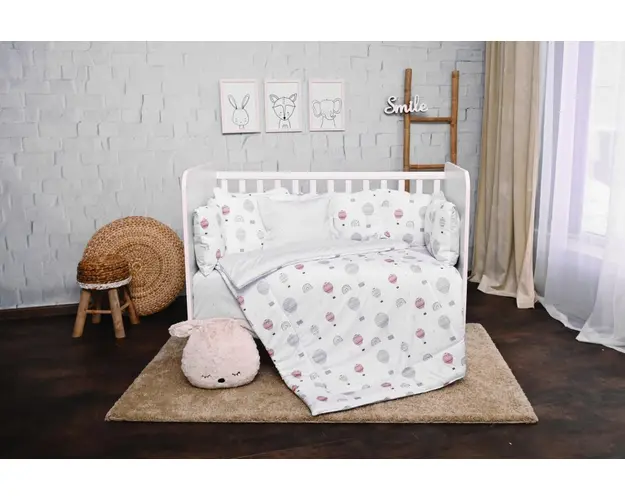 Set lenjerie pat 7 piese Lily bumbac ranforce Grey Baloons