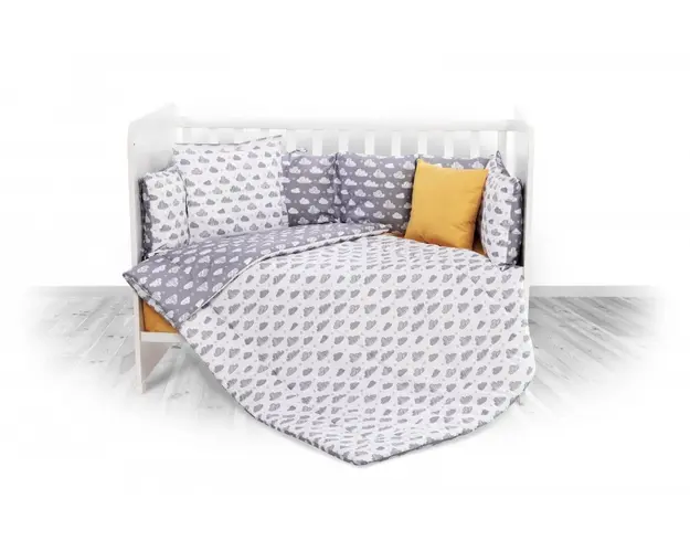 Set lenjerie pat 8 piese 70x140 cm bumbac ranforce Clouds Grey