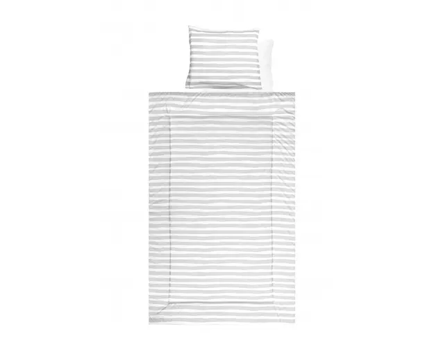 Set lenjerie pat bumbac ranforce 4 piese Grey Striped