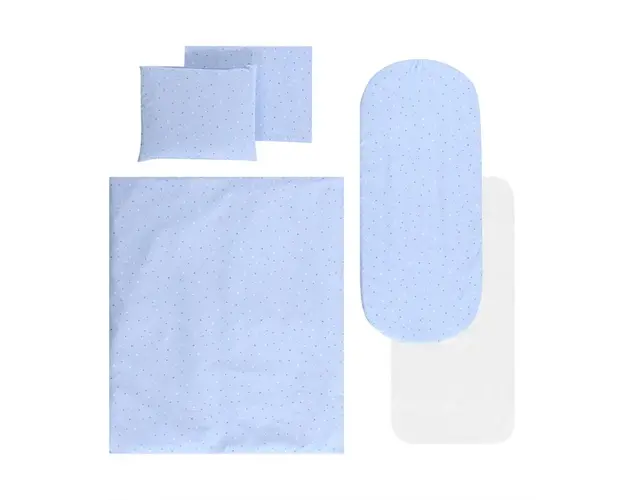 Set lenjerie pentru carucior cu protectie impermeabila 7 piese Blue Sky