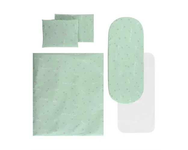 Set lenjerie pentru carucior cu protectie impermeabila 7 piese Green SleepDream