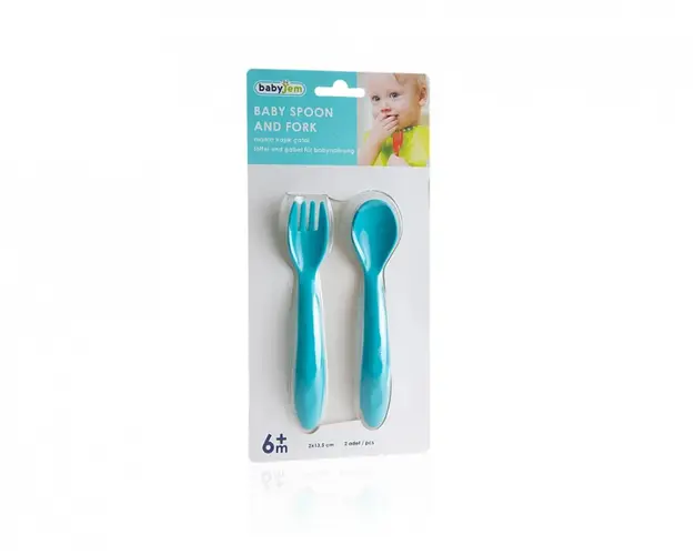 Set lingurita si furculita BabyJem albastru
