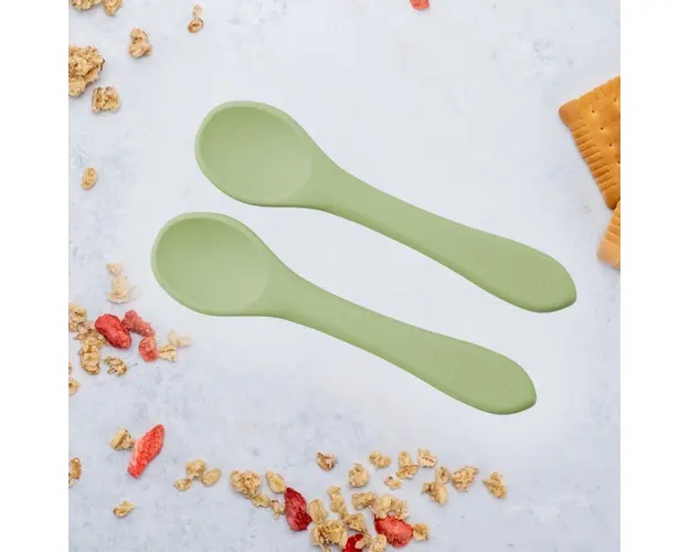 Set lingurite din silicon AppeKids Raw Green