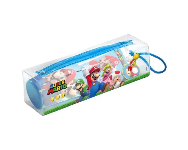 Set pahar pasta de dinti periuta si etui pentru ingrijire dentara Super Mario pentru copii