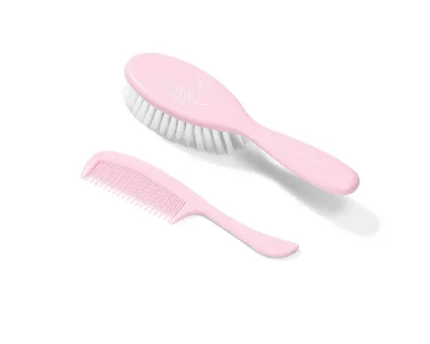 Set perie cu peri moi si pieptene Pink