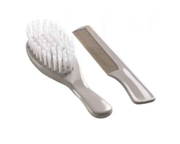 Set perie si pieptan pentru bebelusi Thermobaby Gri